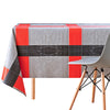 Premium Tartan Elegant Pattern Tablecloth Wipe Clean Vinyl PVC in modern Checker Red Grey Black Rectangular Size 200cm x 140cm - Practical, High Quality, Easy Clean Oilcloth