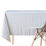 Grey Floral Tablecloth with White Stylish Retro Pattern - Rectangular Table Cover Waterproof Wipe Clean Vinyl PVC Protector