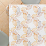 Cream Pumpkin Orange Brown Leaves On White PVC Tablecloth Leafs Embossed Design Wipe Clean Vinyl Rectangular Wipeable Oilcloth