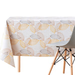 Cream Pumpkin Orange Brown Leaves On White PVC Tablecloth Leafs Embossed Design Wipe Clean Vinyl Rectangular Wipeable Oilcloth