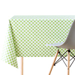 Green Gingham Check PVC Oilcloth Tablecloth - Wipe Clean Lattice Embossed Thick Rectangular Wipeable Vinyl Plastic Table Cloth White striped picnic pattern High quality