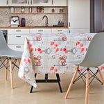 Grey Sweetheart Paris PVC Oilcloth with embossed Red And Pink Bikes and Hearts Tablecloth Rectangular 200x140cm - Wipe Clean Thick Wipeable Vinyl Plastic Table Cloth