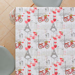 Grey Sweetheart Paris PVC Oilcloth with embossed Red And Pink Bikes and Hearts Tablecloth Rectangular 200x140cm - Wipe Clean Thick Wipeable Vinyl Plastic Table Cloth