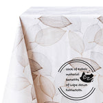 Silver Grey Leaves Pattern Tablecloth PVC Wipe Clean Oilcloth 200 x 140 cm Leaf design Wipeable Vinyl Plastic Table Cloth Rectangular durable