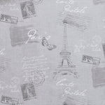 Grey PVC Oilcloth with Stylish Paris Design Modern Designer Wipe Clean Tablecloth Eiffel Tower Rectangular Wipeable Vinyl Plastic Table Cloth