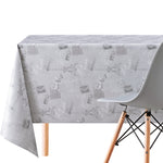 Grey PVC Oilcloth with Stylish Paris Design Modern Designer Wipe Clean Tablecloth Eiffel Tower Rectangular Wipeable Vinyl Plastic Table Cloth