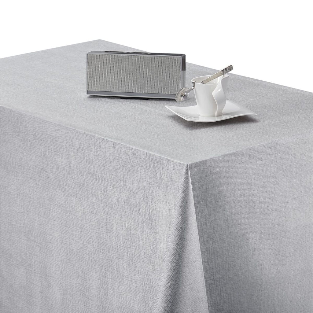 Wipe Clean Vinyl Tablecloth In Luxury Silver Grey