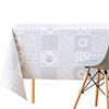 Pretty Tablecloth in Patchwork Style Grey White PVC Wipe Clean Oilcloth - Embossed Traditional Vintage pattern Thick - 200x140cm (79x55) Rectangular Wipeable Vinyl Plastic Table Cloth