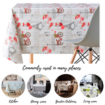 Grey Sweetheart Paris PVC Oilcloth with embossed Red And Pink Bikes and Hearts Tablecloth Rectangular 200x140cm - Wipe Clean Thick Wipeable Vinyl Plastic Table Cloth