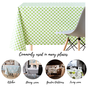 Green Gingham Check PVC Oilcloth Tablecloth - Wipe Clean Lattice Embossed Thick Rectangular Wipeable Vinyl Plastic Table Cloth White striped picnic pattern High quality