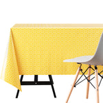 Tablecloth with Sunny Yellow Floral Meadow Pattern Wipe Clean Vinyl Traditional Oilcloth Stylish Rectangular 200cm x 140cm (79x55in) - Wipable Table Cloth