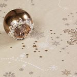 Cream Merry Christmas Wipe Clean Vinyl PVC Tablecloth With Gold & Silver Snowflakes Waterproof Reusable Will Last Seasons