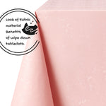 Pastel Pink Floral Damask Table Cloth Wipeable PVC Table Cloth Wipe Clean Tablecloth Waterproof Plastic Rectangular