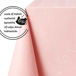 Pastel Pink Floral Damask Table Cloth Wipeable PVC Table Cloth Wipe Clean Tablecloth Waterproof Plastic Rectangular