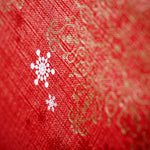 Tablecloth with Christmas pattern Wipe Clean oilcloth in RED with Gold and White Snowflakes - High Quality - Will Last Seasons …