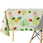 Tropical Palm Leaves And Fruit Design PVC Wipe Clean Oilcloth Tablecloth 200x140cm Pineapple  Fresh Tropicana Colour Design Thick Rectangular Wipeable Vinyl Plastic Table Cloth