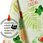 Tropical Palm Leaves And Fruit Design PVC Wipe Clean Oilcloth Tablecloth 200x140cm Pineapple  Fresh Tropicana Colour Design Thick Rectangular Wipeable Vinyl Plastic Table Cloth