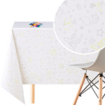 Fun Kids Colouring PVC Wipe Clean Tablecloth Reusable - Rectangular Table Cover Wipeable Vinyl Smooth Plastic Table Cloth With Design For Children