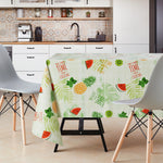 Tropical Palm Leaves And Fruit Design PVC Wipe Clean Oilcloth Tablecloth 200x140cm Pineapple  Fresh Tropicana Colour Design Thick Rectangular Wipeable Vinyl Plastic Table Cloth