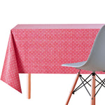 Tablecloth with Spotted White Polka Dot pattern On pinkish Red PVC Wipe Clean Oilcloth - 200x140cm - Plain Dotty Design On Thick Rectangular Wipeable Vinyl Plastic Table Cloth